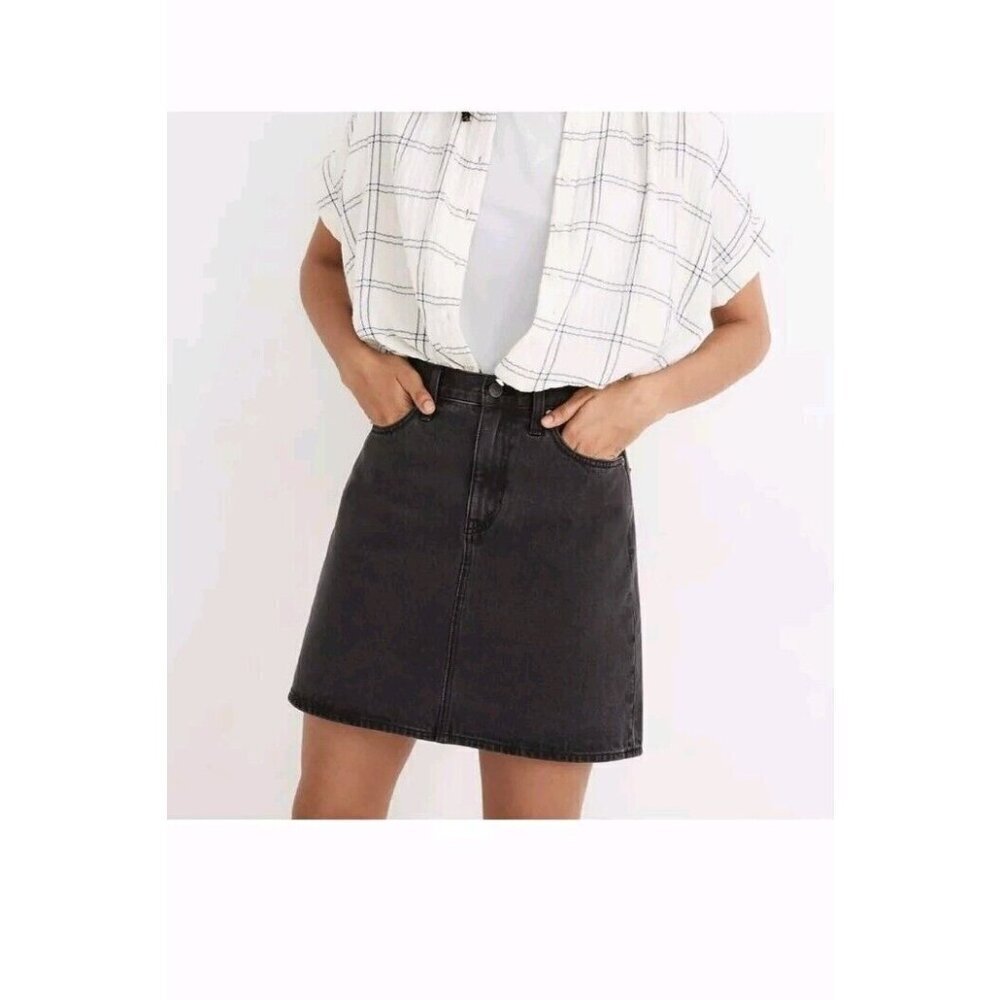 Madewell Rigid Black Denim skirt Size 27‎ A- Line High Rise